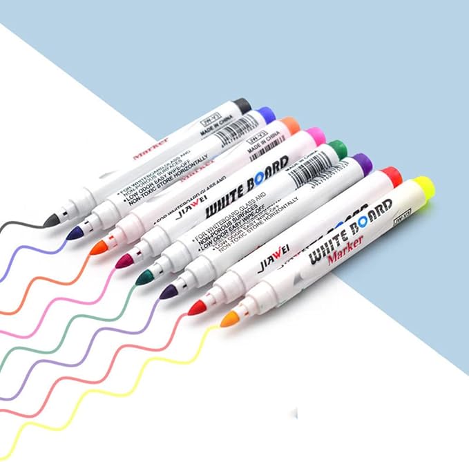 Magical Water Painting Pen Toy, Erasing Whiteboard Marker - A Watercolor Pen That Can Float in The Water, Magical Water Painting Pens Kit Set for Kids Teaching Drawing (8 Colors,with Spoon)