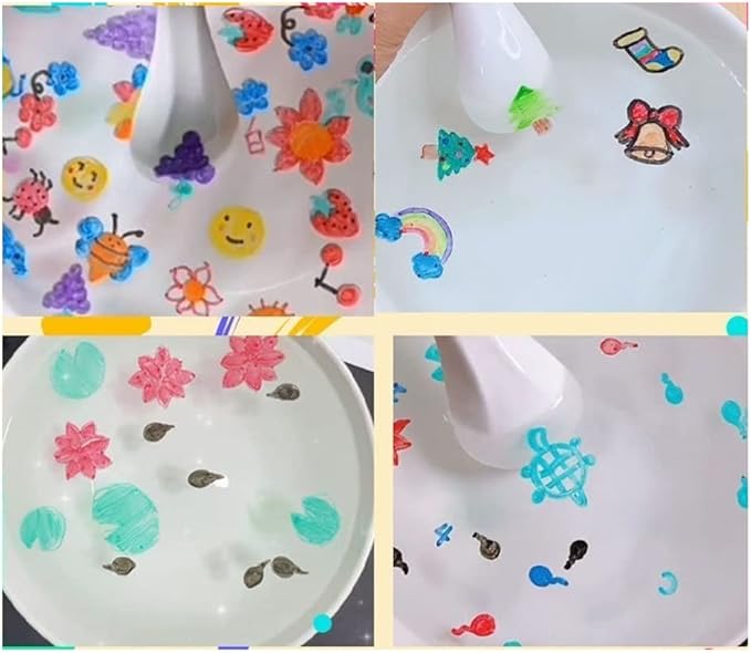 Magical Water Painting Pen Toy, Erasing Whiteboard Marker - A Watercolor Pen That Can Float in The Water, Magical Water Painting Pens Kit Set for Kids Teaching Drawing (12 Colos,with Spoon)
