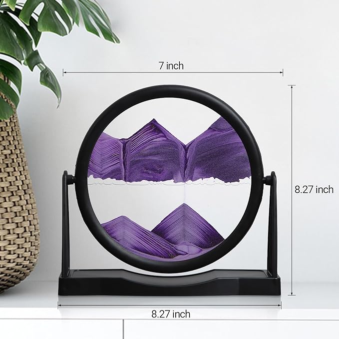MXYATCJ | Moving Sand Art | Sand Art Liquid Motion | Sand Art Pictures | 3D Deep Sea Sandscape | Glass Sand Art Display | Sand Relaxing Gift for Adult | Home Office Decor | Desktop Toys | (8'' Purple)