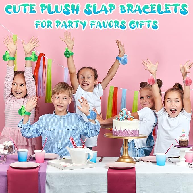 Lenwen 15 Pcs Stuffed Turtle Slap Bracelets Bulk Adorable Plush Turtle Stuffed Animals Slap Bracelets for Birthday Sea Party Favors Decor Goodie Bag Stuffers(Cute)