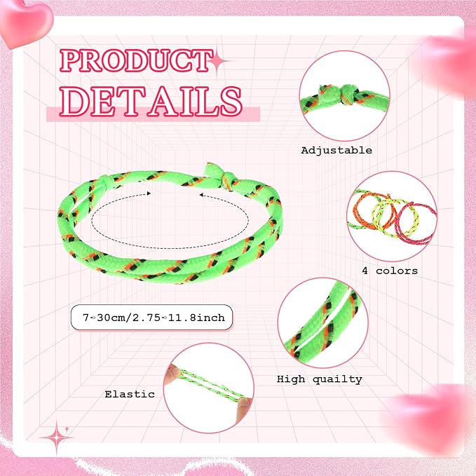 Sratte 50 Pcs Valentine's Day Neon Friendship Bracelets Bulk with 50 Pcs Heart Card for Valentine's Gifts Birthday Goodie Bag Stuffers(Paper,Slap Bracelets)