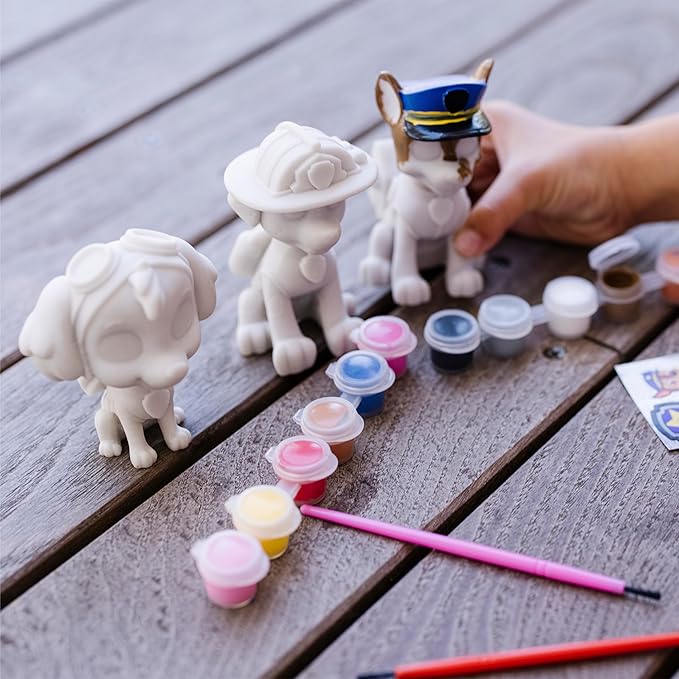 Melissa & Doug PAW Patrol Craft Kit - 3 Decorate Your Own Pup Figurines - Painting Kit, Toy Figures, Arts And Crafts Activity For Kids Ages 6+