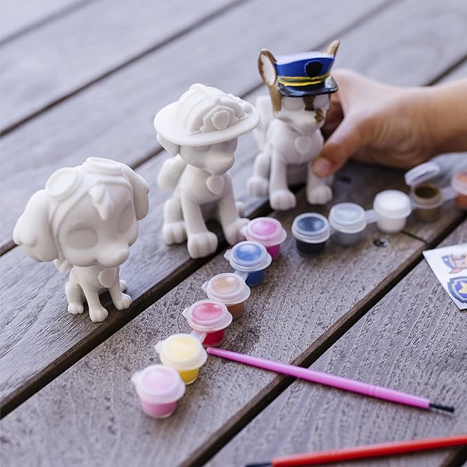 Melissa & Doug PAW Patrol Craft Kit - 3 Decorate Your Own Pup Figurines - Painting Kit, Toy Figures, Arts And Crafts Activity For Kids Ages 6+