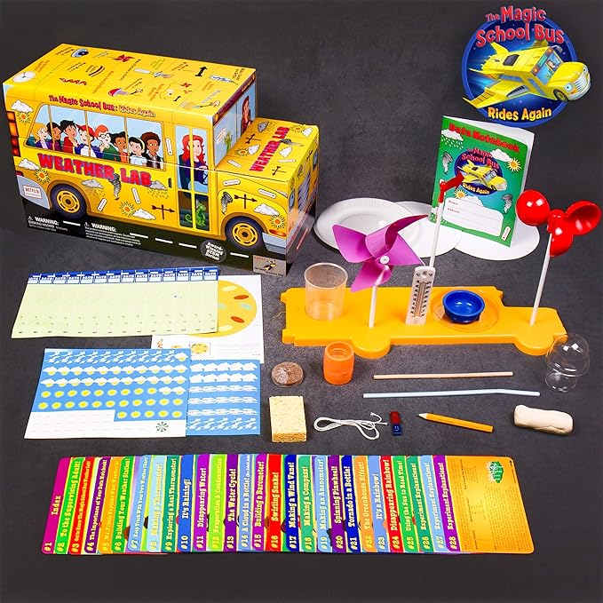 The Magic School Bus: Weather Lab By Horizon Group USA, Homeschool STEM Kit, Includes Hands-On Educational Manual, Weather Chart, Petri Dish, Data Notebook, Weather Station, Thermometer & More , Yellow