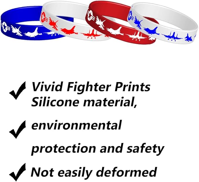 CupaPlay 48PCS Fighter Silicone Rubber Bracelet Airplane Military Aircraft Fighter Jet Plane Theme Party Favor Supply Decoration