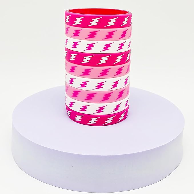 CupaPlay 24PCS Lightning Bolt Rubber Bracelets Lightning Weather One Happy Dude Theme Party Supplies Decorations baby shower Party Silicone Wristbands Party Favors