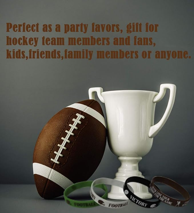 CupaPlay 48 PCS Football Motivational Rubber Bracelets - Super Bowl Sports/Football Birthday Party Favors Supplies Decorations Gifts Prize Silicone Wristbands