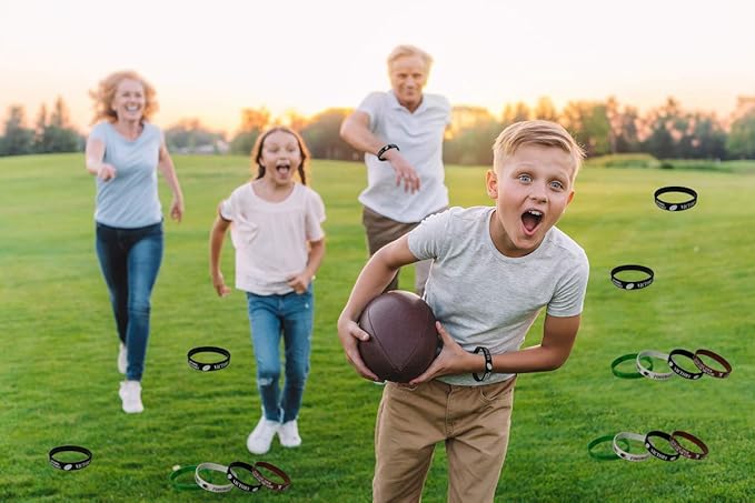 CupaPlay 48 PCS Football Motivational Rubber Bracelets - Super Bowl Sports/Football Birthday Party Favors Supplies Decorations Gifts Prize Silicone Wristbands