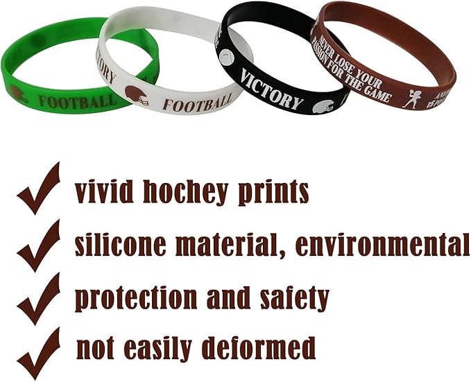 CupaPlay 48 PCS Football Motivational Rubber Bracelets - Super Bowl Sports/Football Birthday Party Favors Supplies Decorations Gifts Prize Silicone Wristbands