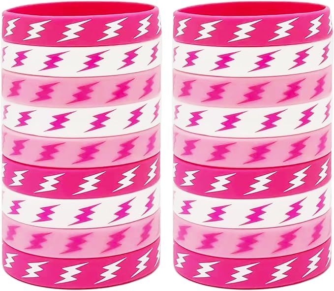 CupaPlay 24PCS Lightning Bolt Rubber Bracelets Lightning Weather One Happy Dude Theme Party Supplies Decorations baby shower Party Silicone Wristbands Party Favors