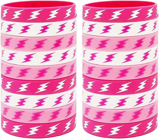 CupaPlay 24PCS Lightning Bolt Rubber Bracelets Lightning Weather One Happy Dude Theme Party Supplies Decorations baby shower Party Silicone Wristbands Party Favors