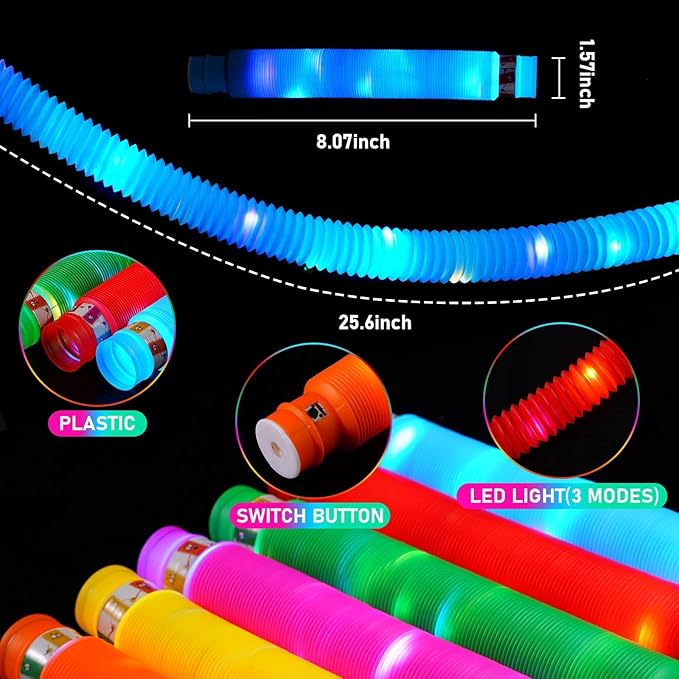 SCIONE 24 PCS Light up Party Favors Supplies for Kids 4-8-12, Bulk Glow Sticks Bracelet Necklace Accessories for Neon Birthday Return Gifts Treats, Valentines Goodie Bag Stuffer Fillers