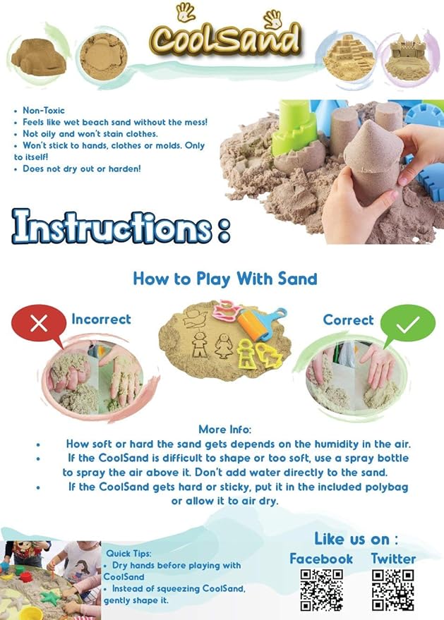 Sparkling Blue Sapphire 2 Pound Refill Pack - Moldable Indoor Play Sand in Resealable Bag