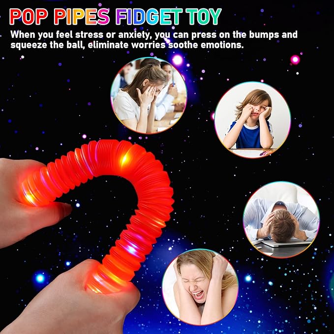 SCIONE 24 PCS Light up Party Favors Supplies for Kids 4-8-12, Bulk Glow Sticks Bracelet Necklace Accessories for Neon Birthday Return Gifts Treats, Valentines Goodie Bag Stuffer Fillers
