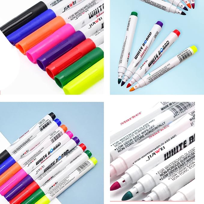 Magical Water Painting Pen Toy, Erasing Whiteboard Marker - A Watercolor Pen That Can Float in The Water, Magical Water Painting Pens Kit Set for Kids Teaching Drawing (12 Colos,with Spoon)