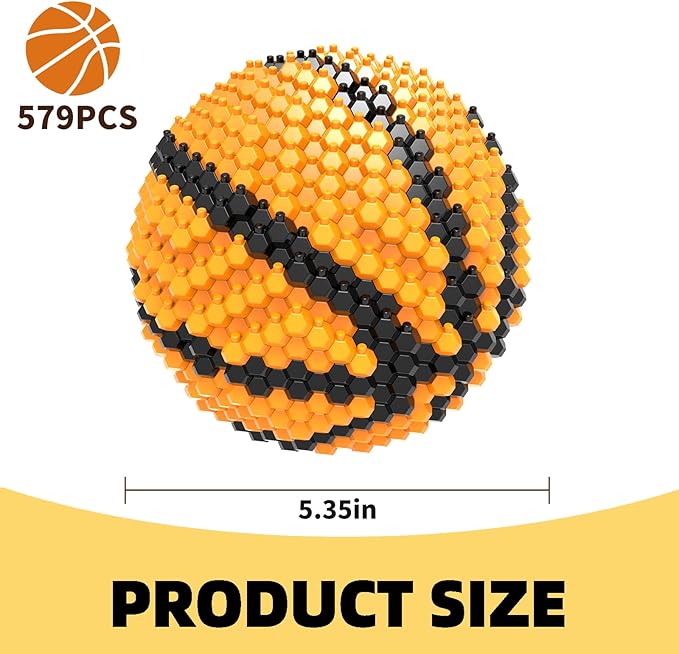 Basketball Building Block Set, Adults challenging STEM Block Decorations, Miniature 3D Educational Toys for Ages 14 and Above, (579 Pieces)