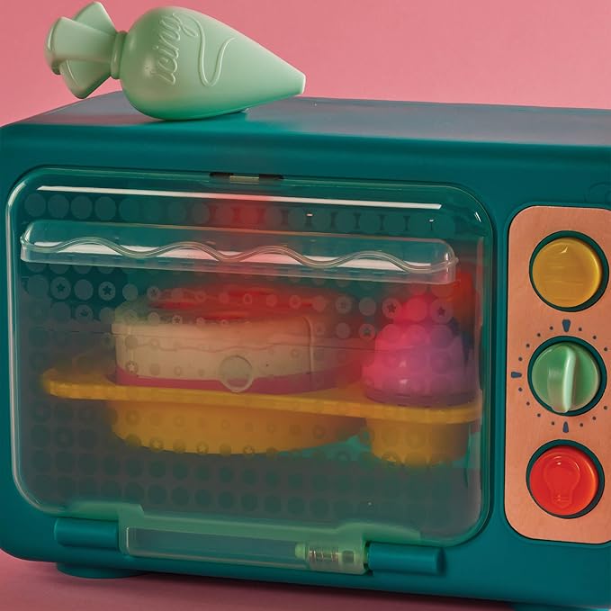 B. toys – Play Oven Set – 22-Piece Cake Baking Playset – Pretend Cupcake Decorating – Lights & Sounds – 3 Years + – Mini Chef - Bake-a-Cake Playset