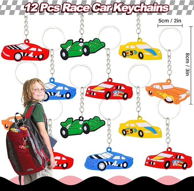 Race Car Party Favors Birthday Supplies Invisible Ink Pen Spiral Notepad Mini Race Car Silicone Bracelet Keychain Goodie Bag Stuffer Kids Boys Two Fast Racing Racecar Party Supplies Decorations