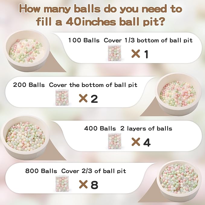 GOGOSO Ball Pit Balls for Toddles, Kids Plastic Balls for BallPit, Pool, Baby Party Accessories, Birthday Decoration 50 100 200 500 1000