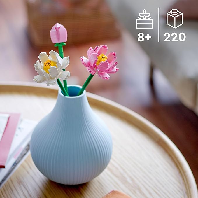 LEGO Lotus Flower - Building Toy for Kids, Girls & Boys, Ages 8+ - Artificial Lotus for Home Decor & Display - Gift for Valentines Day for Her & Him - 40647