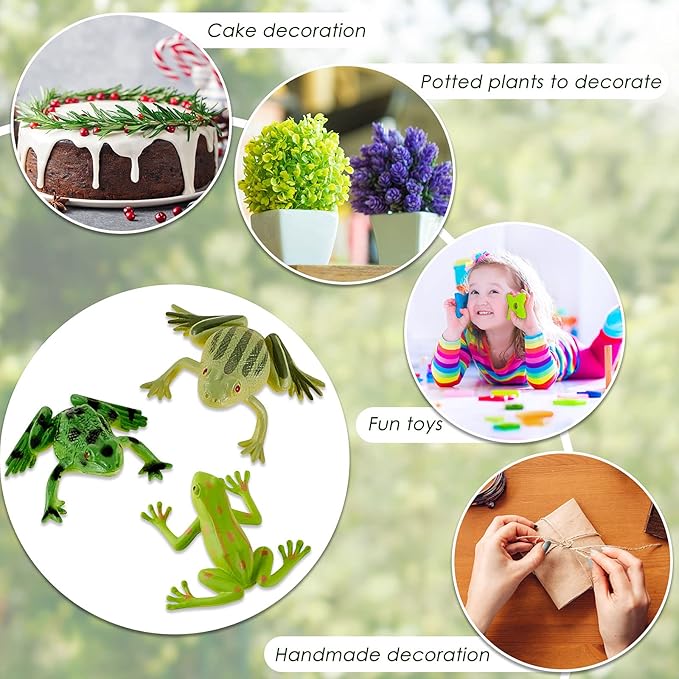 24 Pieces Plastic Frogs Toy Mini Vinyl Realistic Frog Toy Decorations Frogs Fun Rain Forest Character Toys Realistic Frog Figures Lifelike Toy for Crafting Party Supplies Home Decor Game