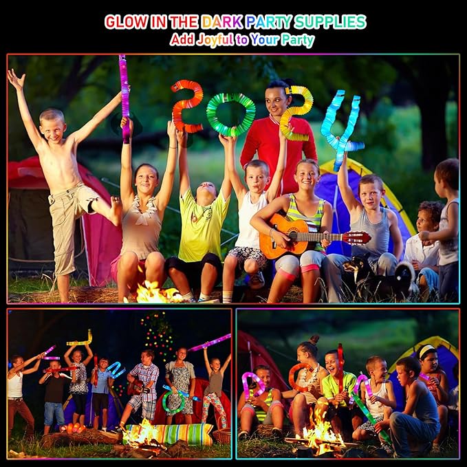 SCIONE 24 PCS Light up Party Favors Supplies for Kids 4-8-12, Bulk Glow Sticks Bracelet Necklace Accessories for Neon Birthday Return Gifts Treats, Valentines Goodie Bag Stuffer Fillers